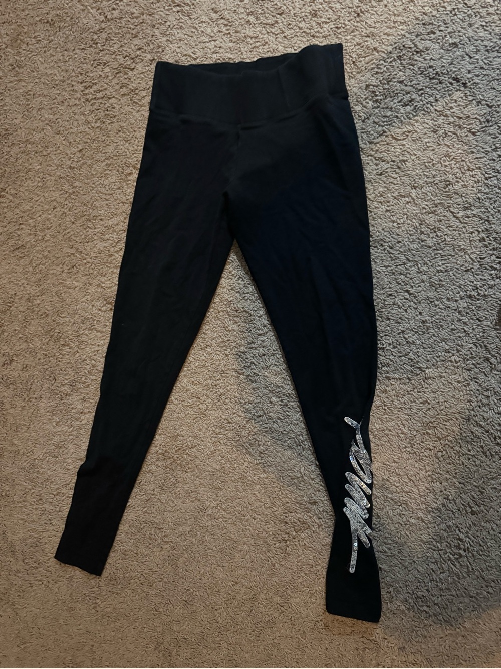 PINK Victoria's Secret Black Leggings with Silver Script